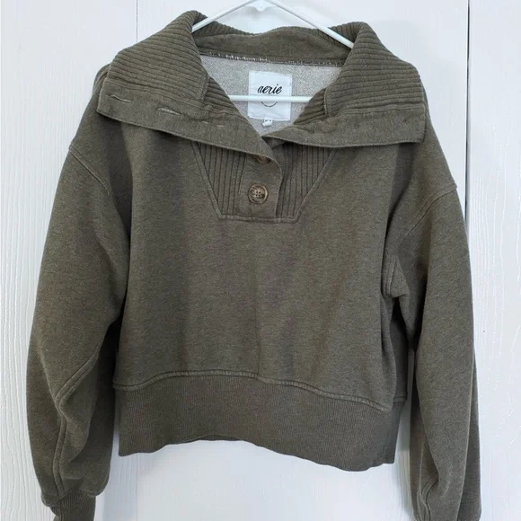 Aerie Olive Green Women's Cowl Neck Sweater - Picture 1 of 3